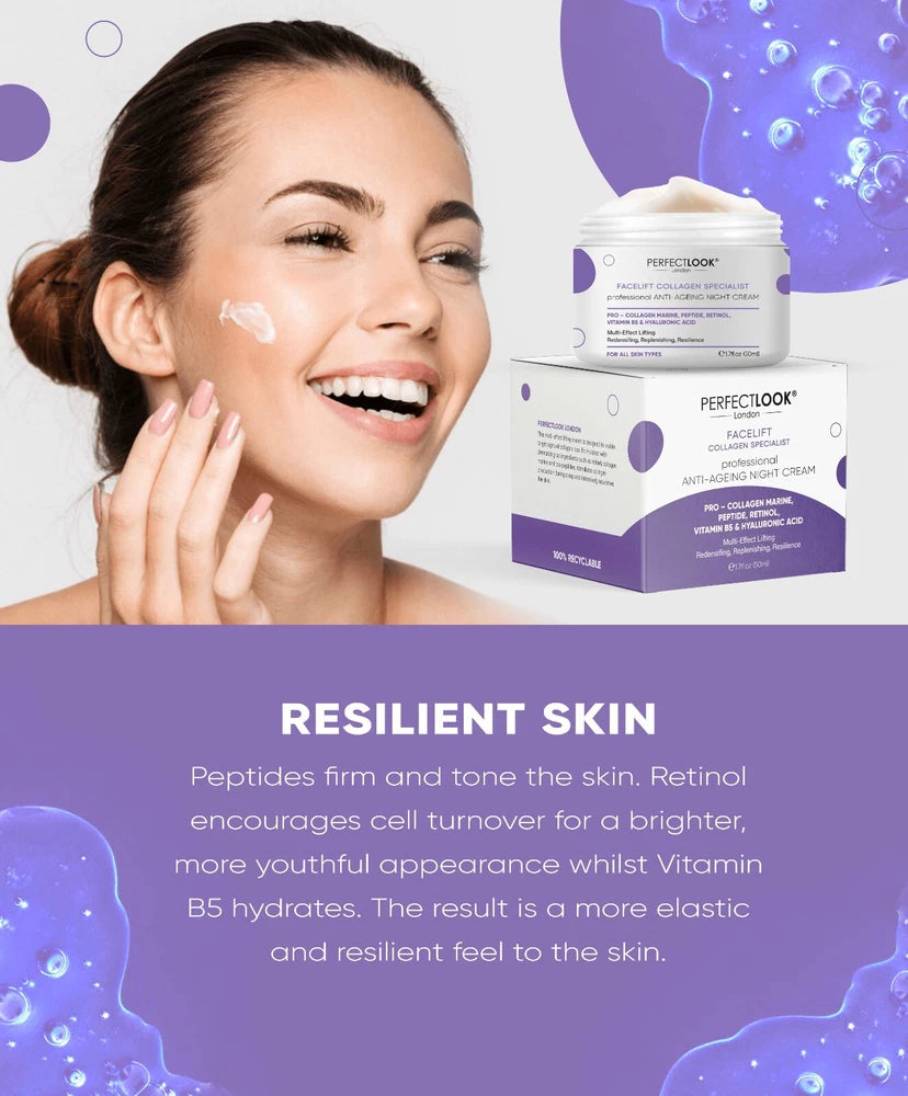 Night Face Cream with Collagen Marine, Peptide, Retinol, Hyaluronic Acid and B5