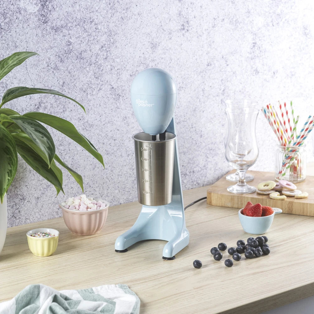 Giles & Posner Milkshake Maker – 2-Speed Drink Mixer with 500ml Steel Cup, 100W