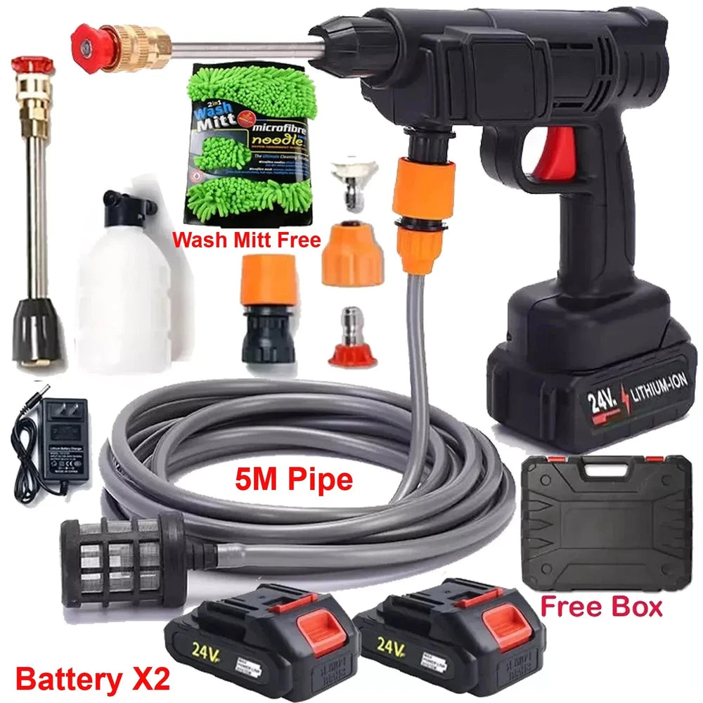 2 Battery Portable Cordless Car High Pressure Washer Jet Water Wash Cleaner Gun