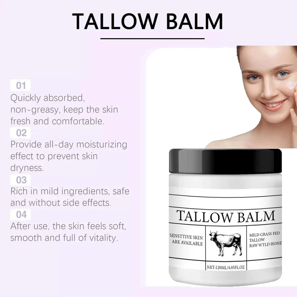 Grass Fed Beef Tallow Skin Care,Tallow Face Cream,Beef Tallow Moisturiser,Grass-