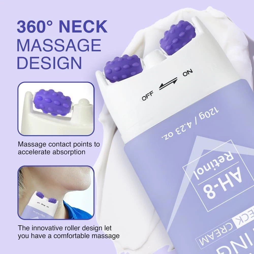 Firming Neck Cream with Roller Massage - Lifting Neck Cream for Crepey Skin