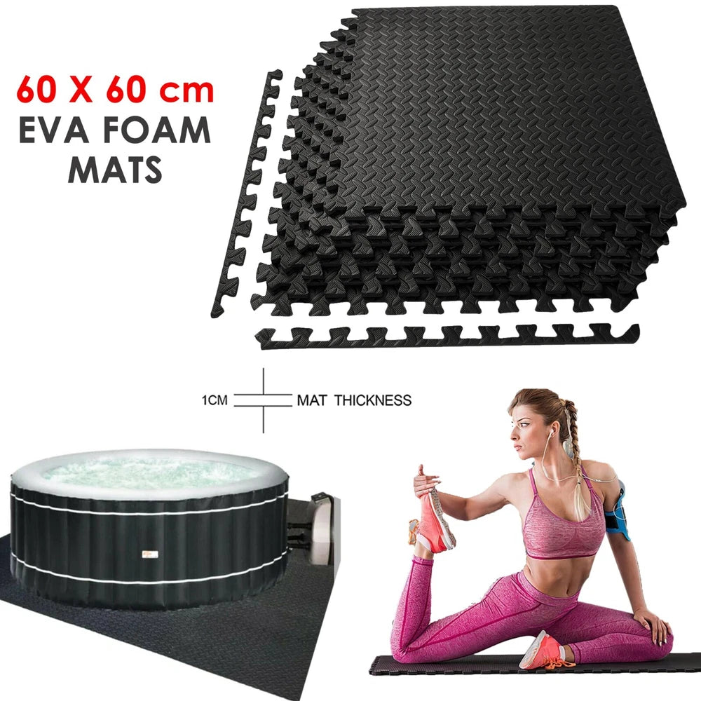 Interlocking Gym Floor Mat Tiles Soft Smooth EVA Foam Yoga Kids Play Hot Tub Spa