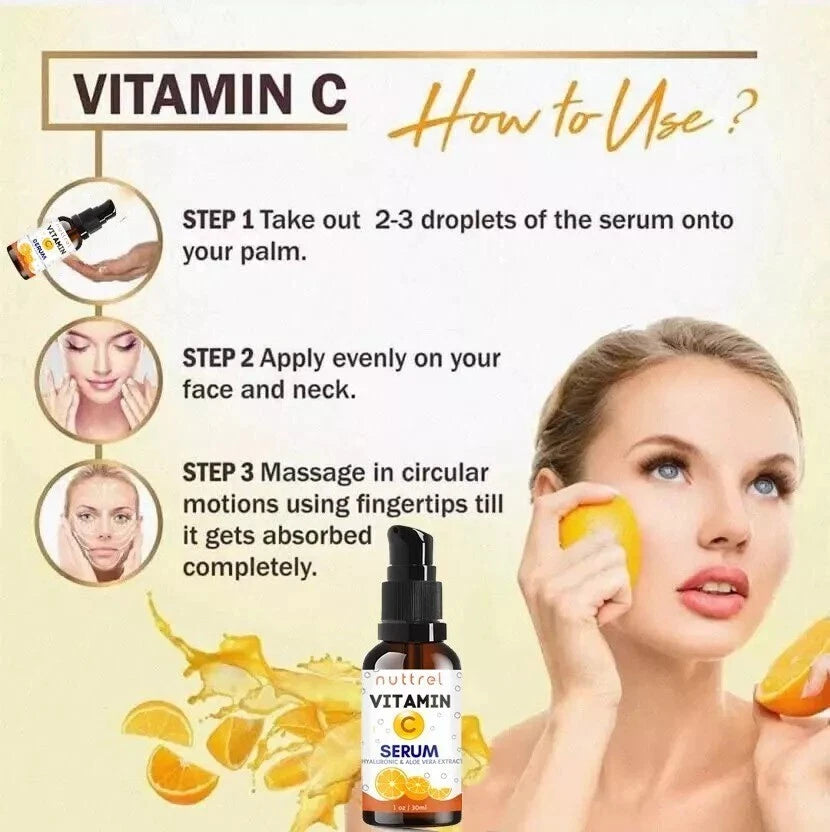 Vitamin C Serum for Face with Hyaluronic Acid Vitamin E Best Skin Anti-Aging 1oz