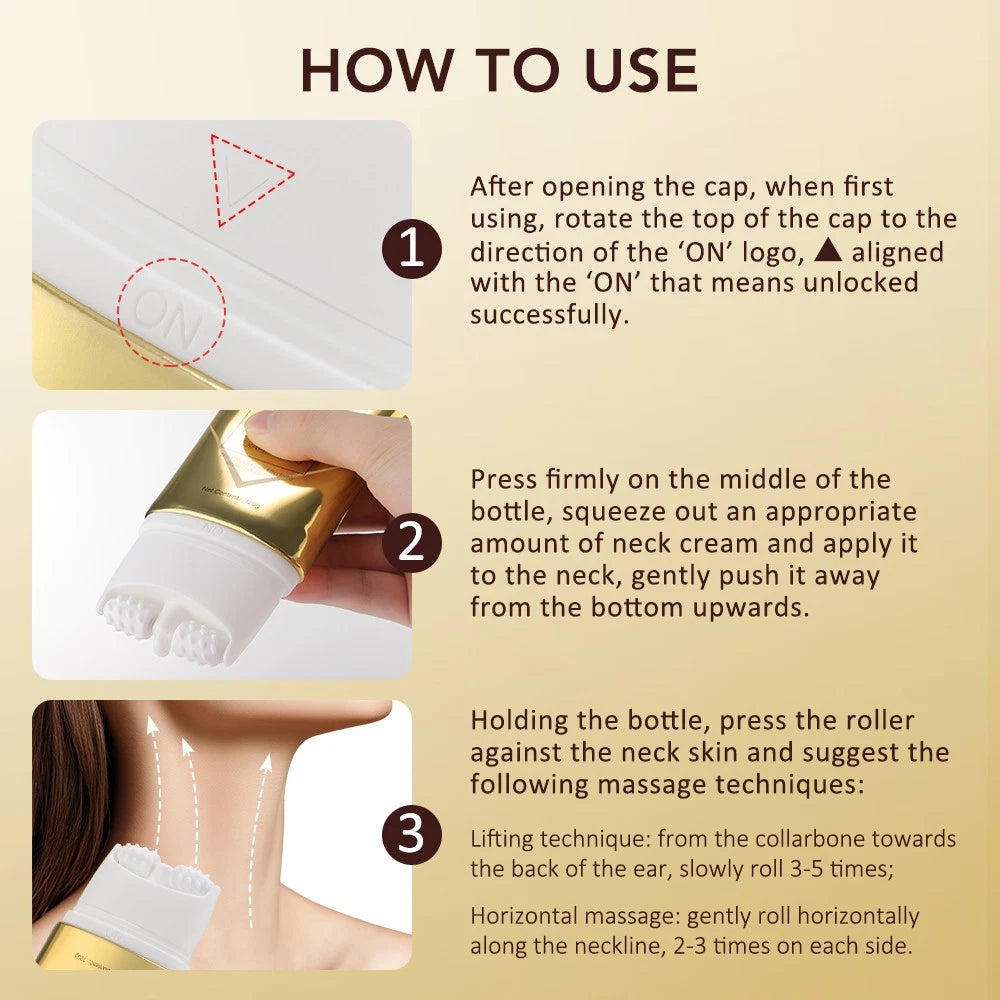 1/2X Firming Neck Cream for Crepey Skin Body Moisturize Roller Massage Neck Care