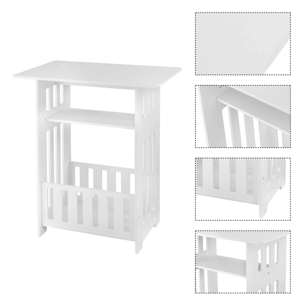 White Small Bedside Table Nightstand Coffee Tea Table Nightstand Storage Shelf