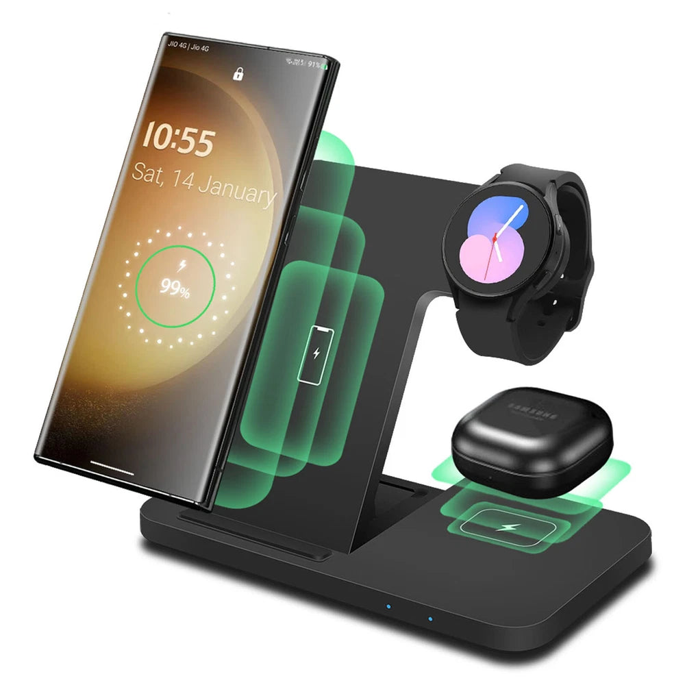 3in1 Wireless Charger Station Dock For Samsung Galaxy Watch 7/6 S25+ S24 Z Flip6