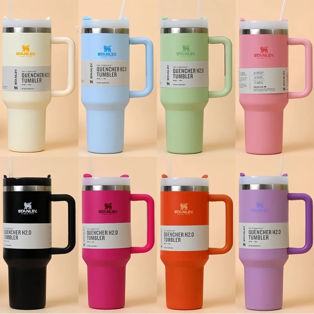 40 OZ Stainless Steel Water Bottle Travel Tumbler Cup With Straw Lid Insulated