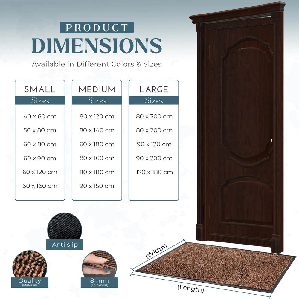 Barrier Mat Entrance Door Mat Heavy Duty Non Slip Dirt Trapper Rubber Back Rugs