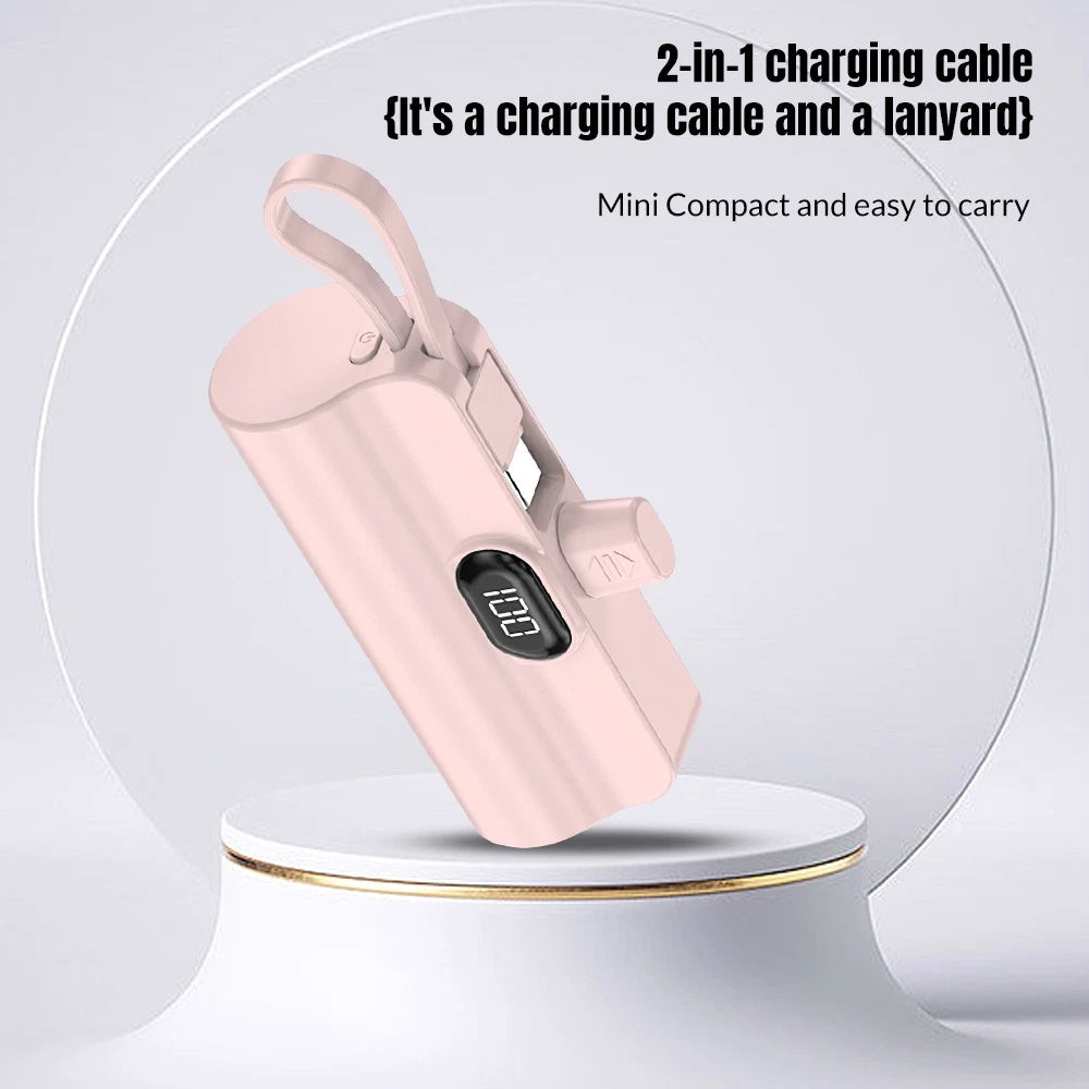 8000mah Mini Power Bank Portable Dual Connector For USB C & iPhone Fast Charger