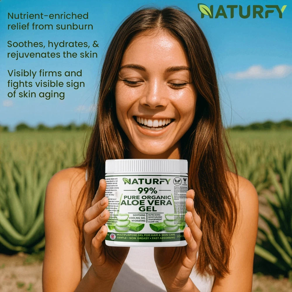 99% Pure Aloe Vera Organic Gel Soothing Vegan Skin Moisturiser Skin Care 500g