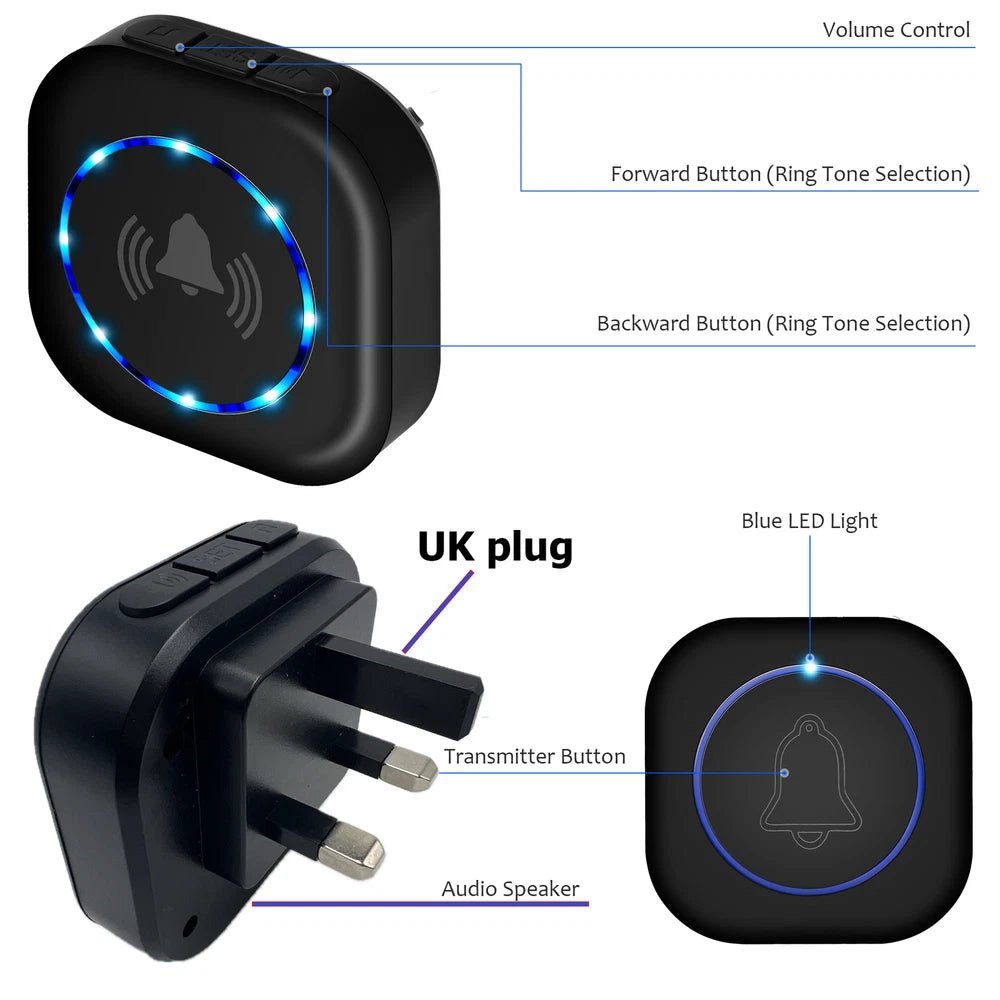 Wireless Door Bells 1000ft Long Range Waterproof Home Cordless Doorbell  Battery