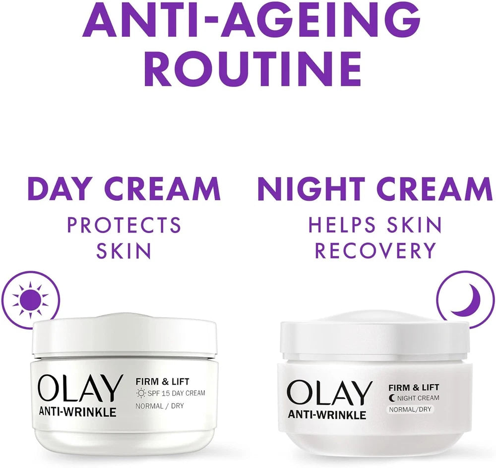 Olay Anti-Wrinkle Firm & Lift Day Cream with SPF15, Helps to Visibly Reduce Fine