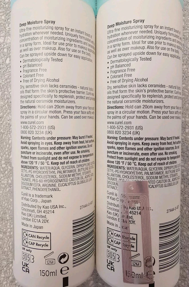 🌟🌟 2x150ml Curel Japanese Skincare Deep Moisture Face Spray 🌟🌟