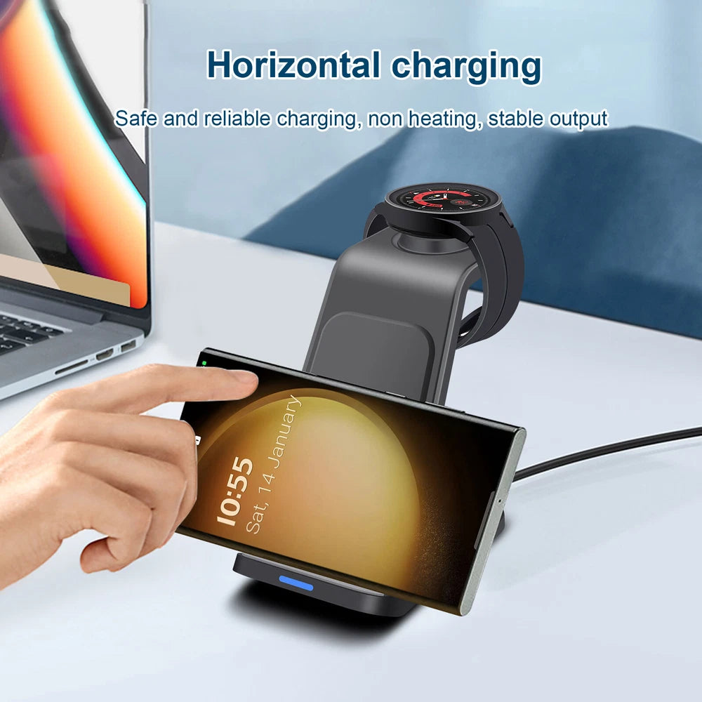 Wireless Charger Dock 3in1 Charging Station For Samsung Galaxy Watch 6/5 S24 S23