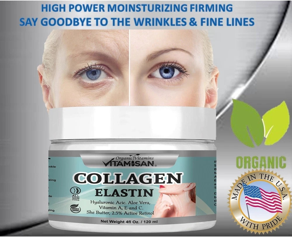 COLLAGEN & ELASTIN SKIN CREAM Firming Face Care Anti Aging Wrinkle Beauty 8 oz.