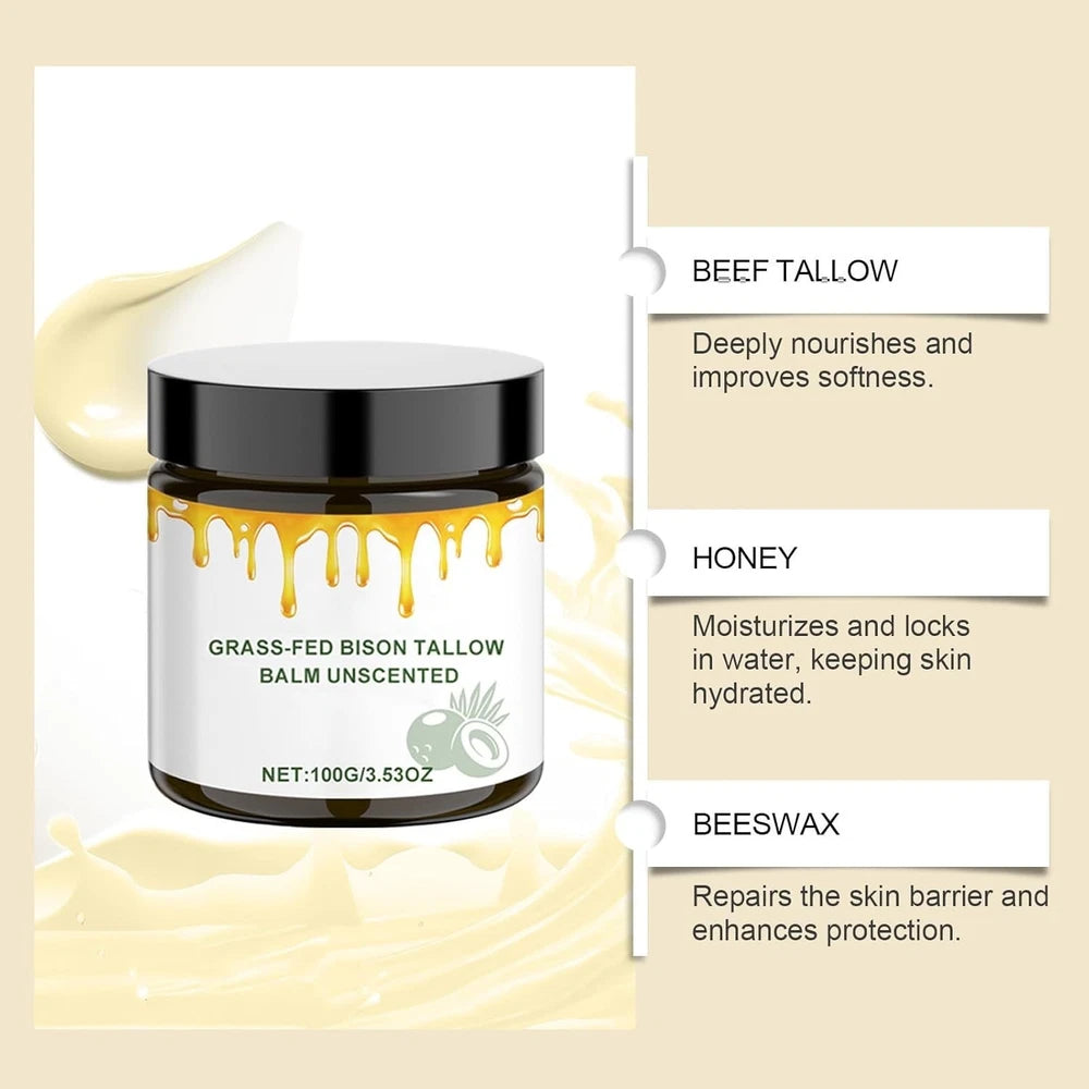 Organic Tallow and Honey Balm-Beef Tallow Face Cream-Grass Fed Beef Tallow Moist