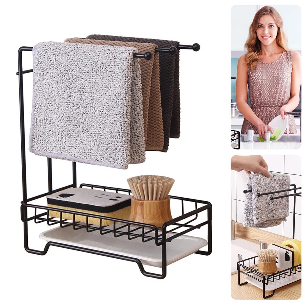 2 TIER KITCHEN SINK DISH DRAINER RACK WITH DRIP TRAY CUTLERY HOLDER PLATE RACK