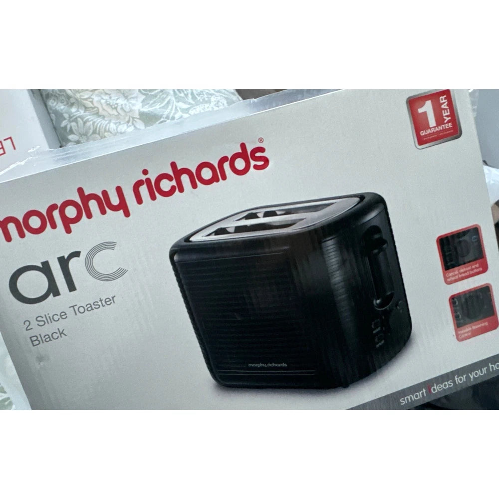 Black Toaster- 2 Slice-Variable Browning -Defrost -Reheat - Extra Wide Slot 850W