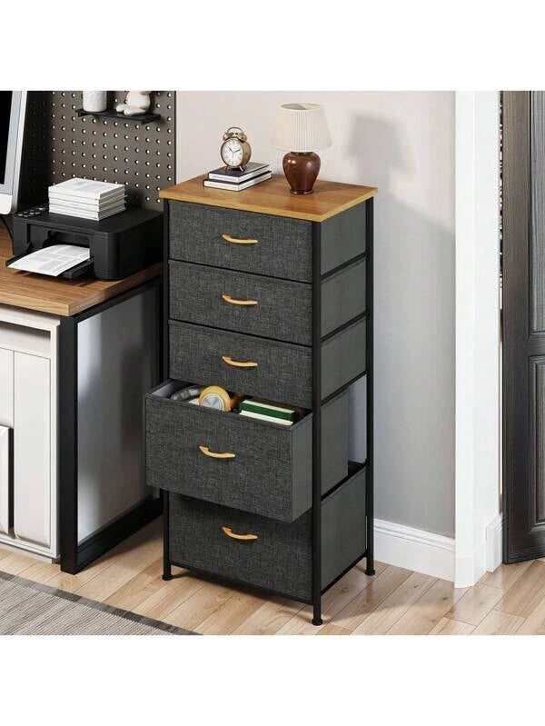 Chest of Drawers Bedroom Furniture Storage Bedside Cabinet 5 Fabric Drawer