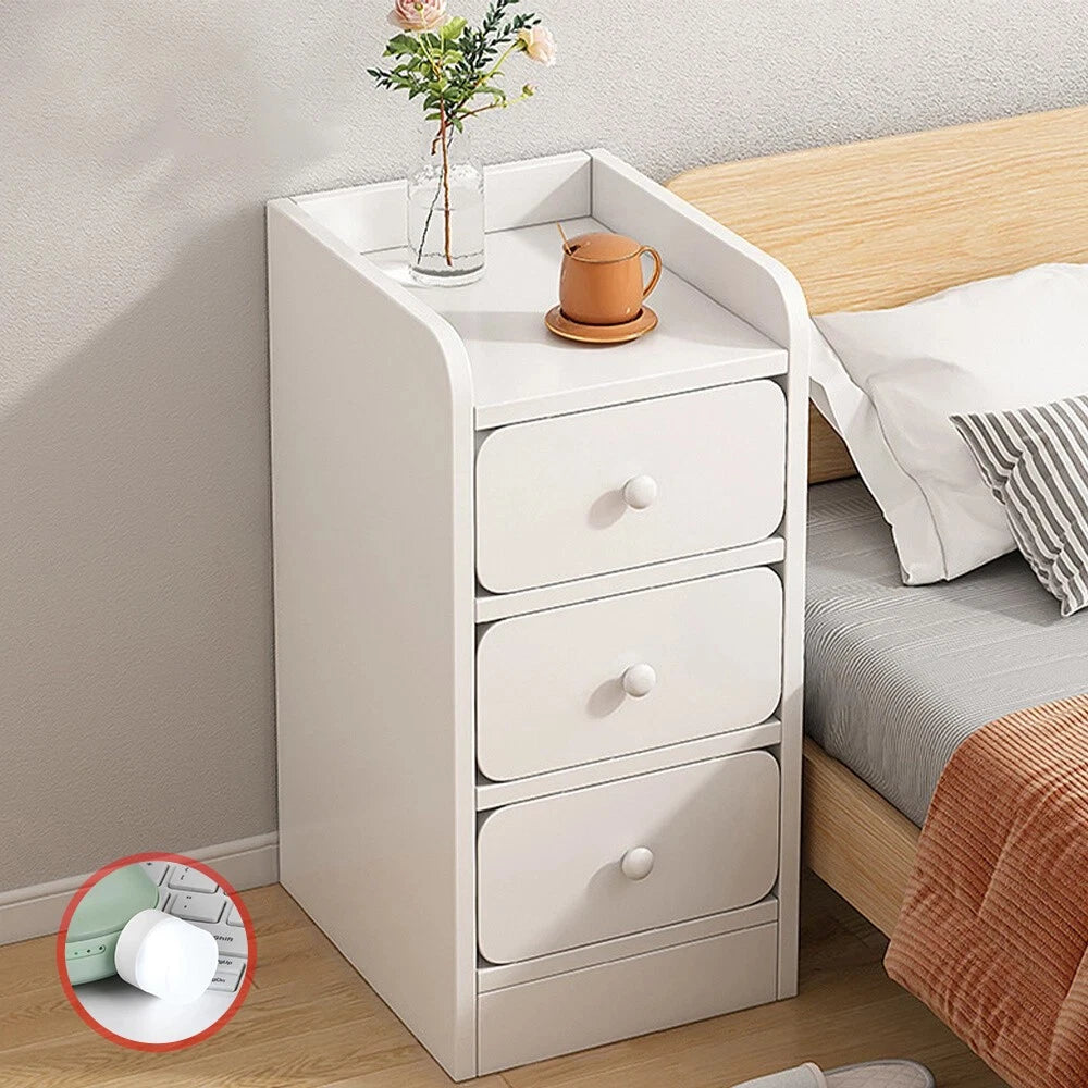 Small Slim Bedside Table Sofa End Side Table Nightstand Bedroom Drawer Cabinet