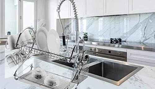 2 Tier Dish Drainer Rack With Drip Tray Kitchen Drying Rack Bowl Plate Holder