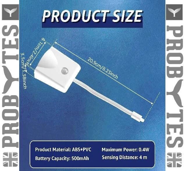 Rechargeable Toilet Bowl Night Light 16 Color LED USB-C PIR Sensor Bathroom Lamp