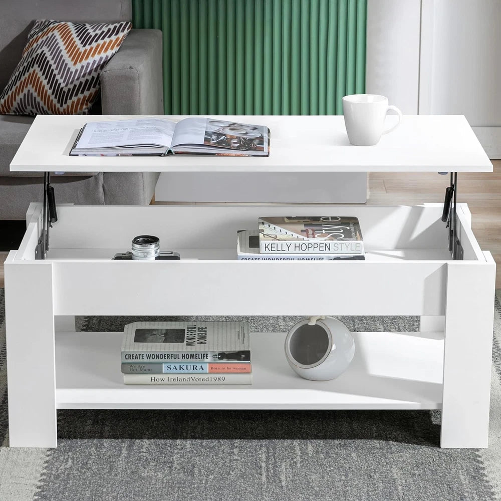Coffee Table With Storage Lift Top Up Drawer Shelf Wooden Living Room Furniture