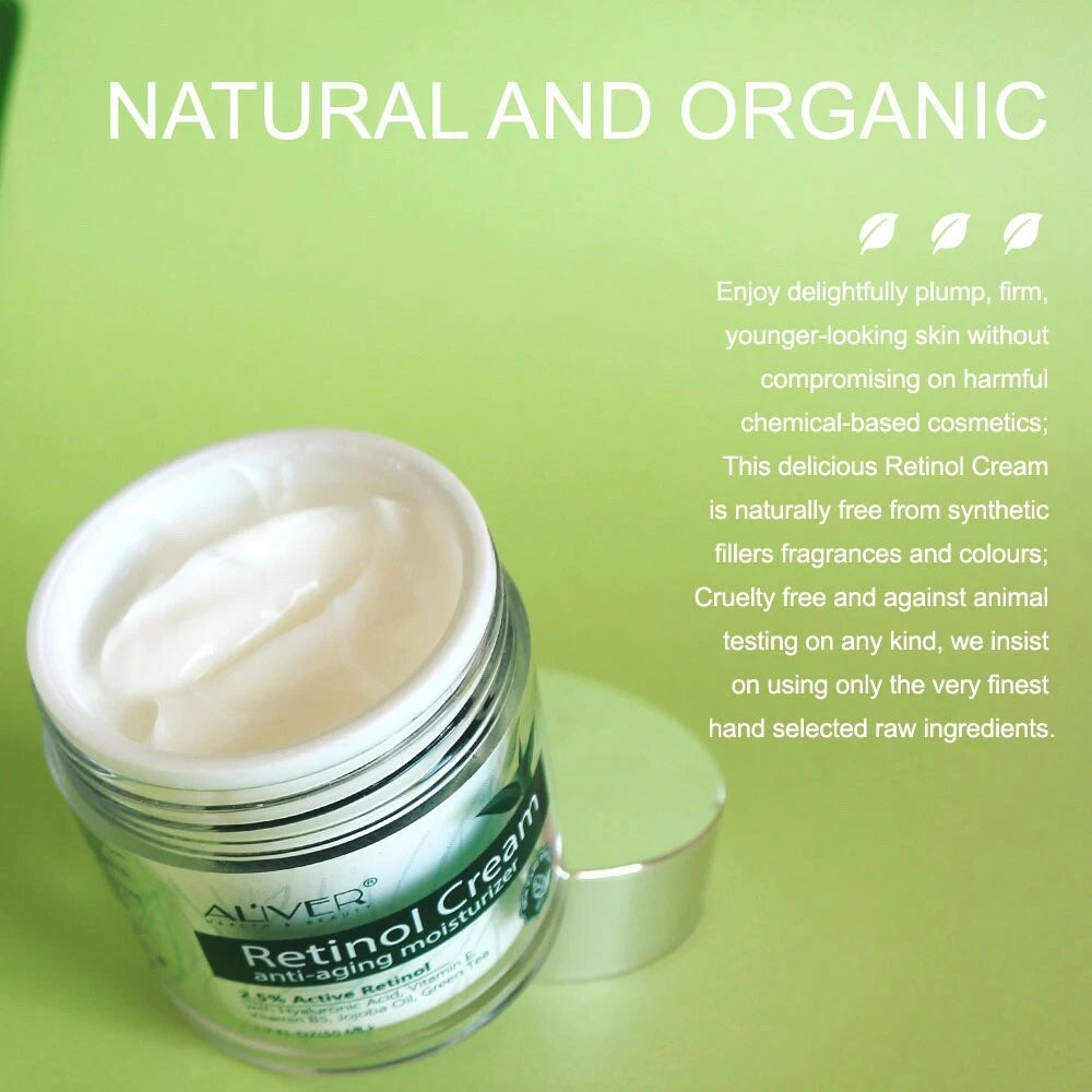 Retinol Face Cream Anti Ageing Wrinkles Hyaluronic Acid, Vitamin B, E Serum 2.5%