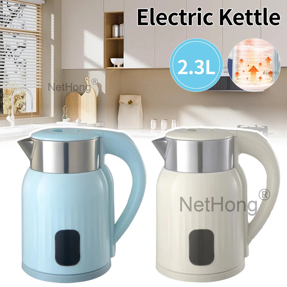 0.6/2/2.3L Portable Fast Boil Electric Quiet Stainless Steel Travel Kettle Jug~