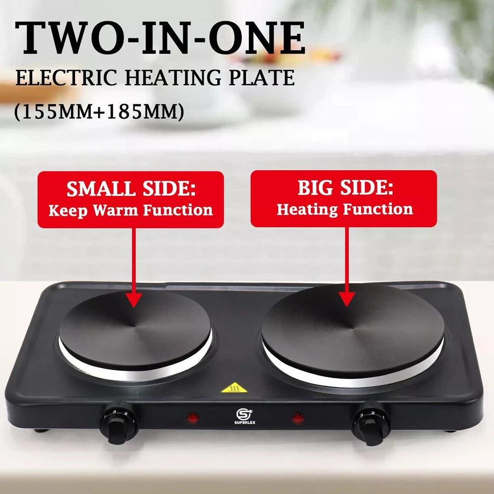 Double Electric Hot Plate Portable Table Top Cooker Hob RV Picnic Camping Stove