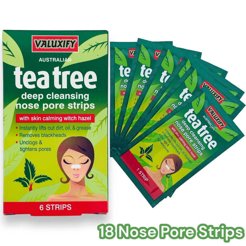 Tea Tree Nose Pore Strips Blackhead Removal Smooth Deep Cleansing Unclog Pores