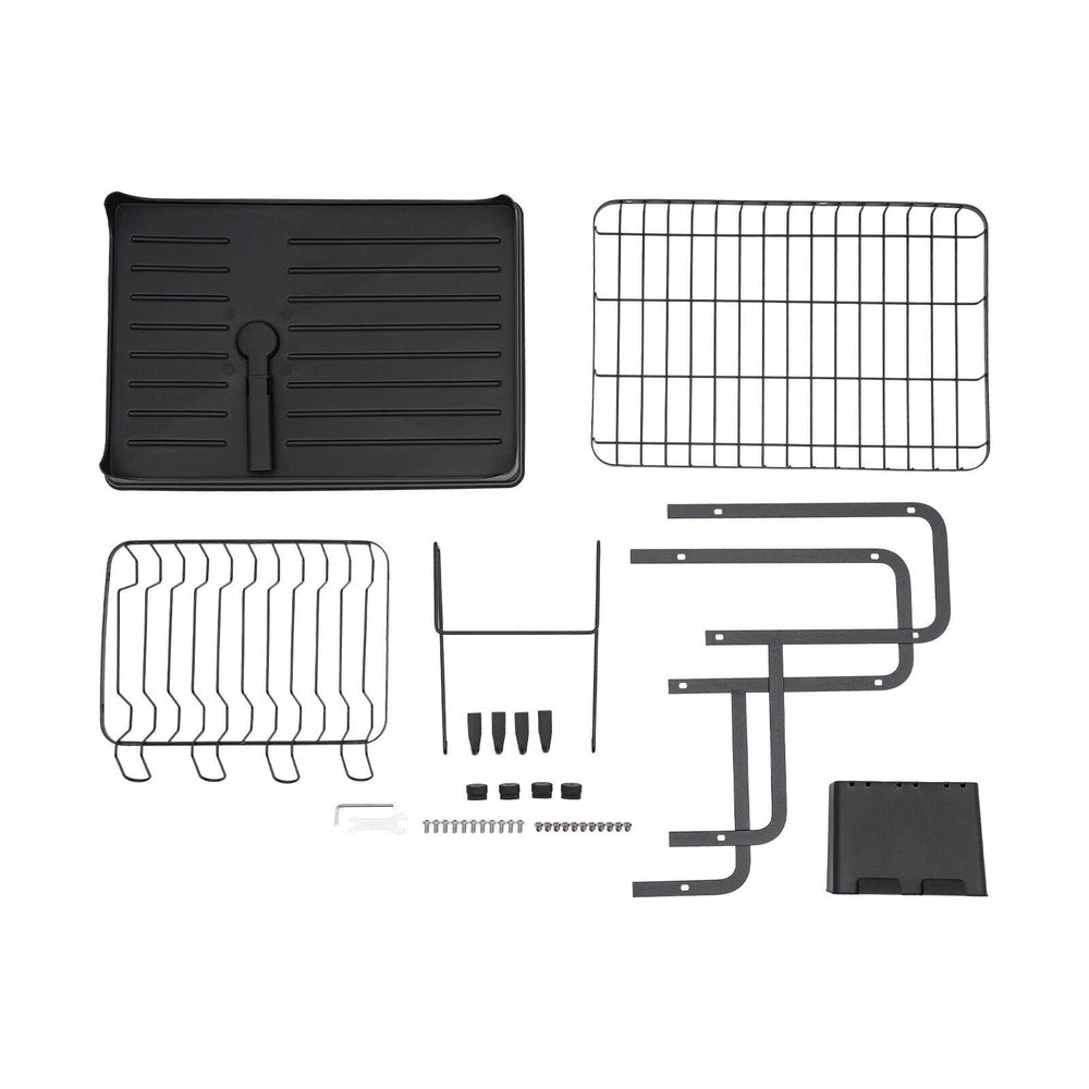2 Tier Dish Drainer Plate Rack With Drip Tray Sink Drying Draining Plate Bowl UK