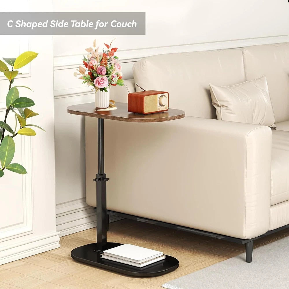 Adjustable C-Shaped Sofa Side End Table Coffee Laptop Table Living Room Bedroom