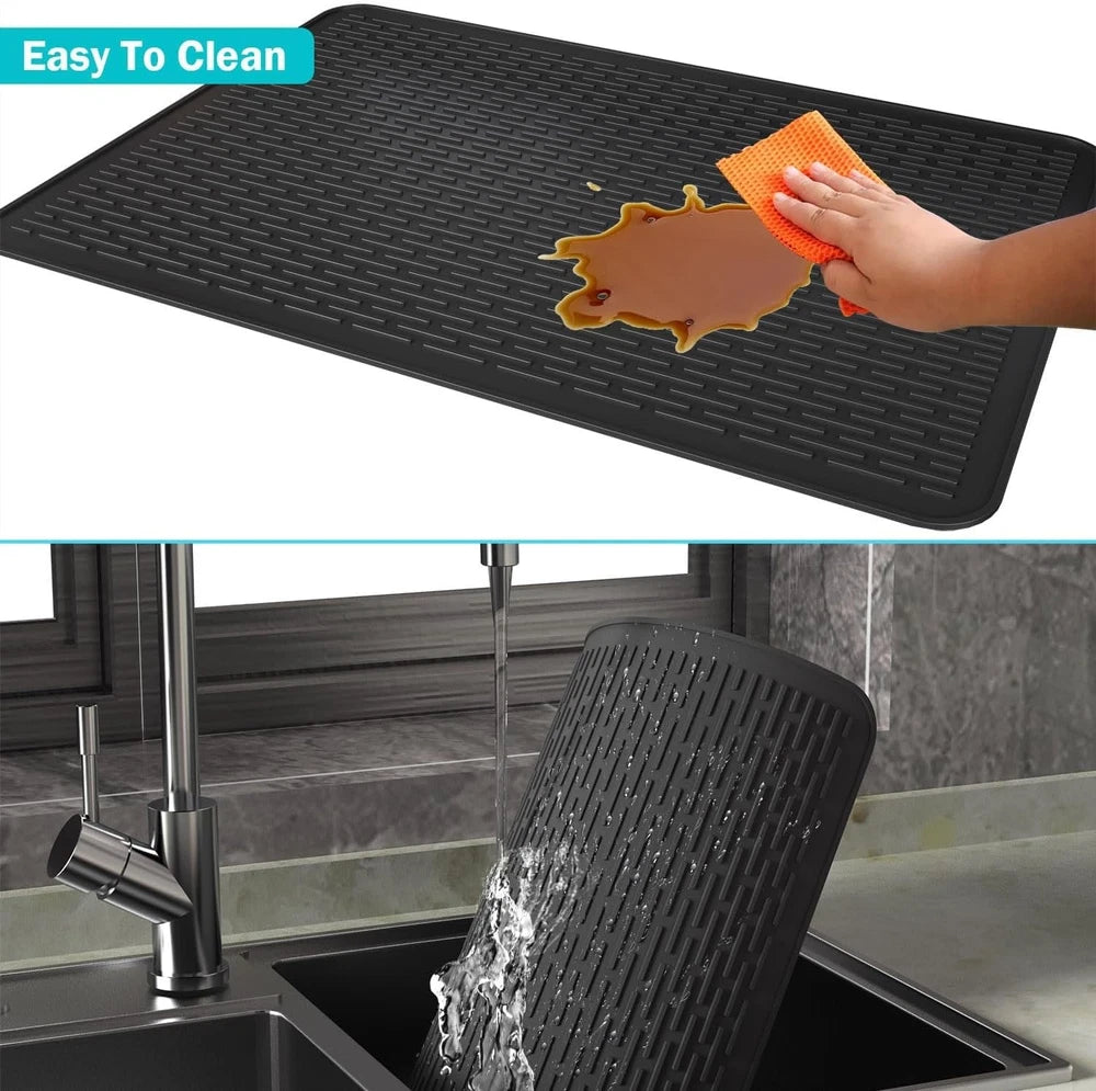 Extra Large Silicone Draining Mat Heat-Resistant Non-Slip For Kitchen Counter