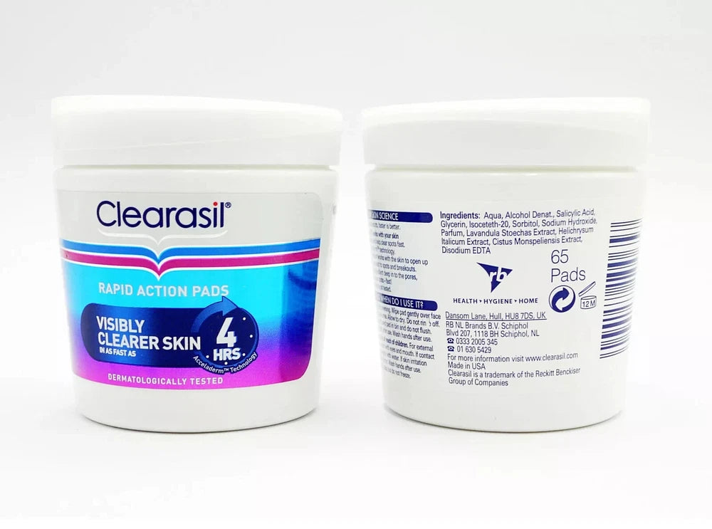 CLEARASIL RAPID ACTION PADS VISIBLY CLEARER SKIN IN 4 HOURS - 65 PADS