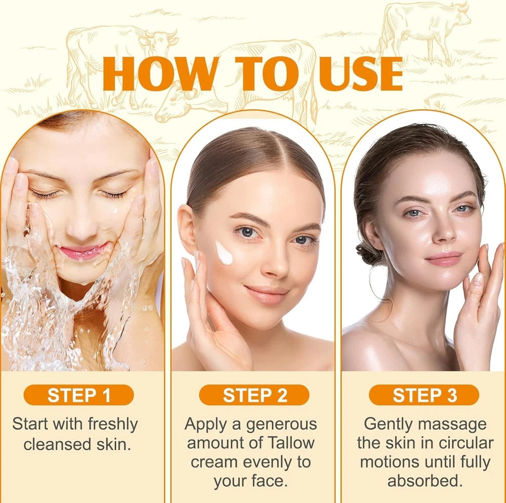 Beef Tallow for Skin, Tallow and Honey Balm, Natural Whipped Tallow Cream