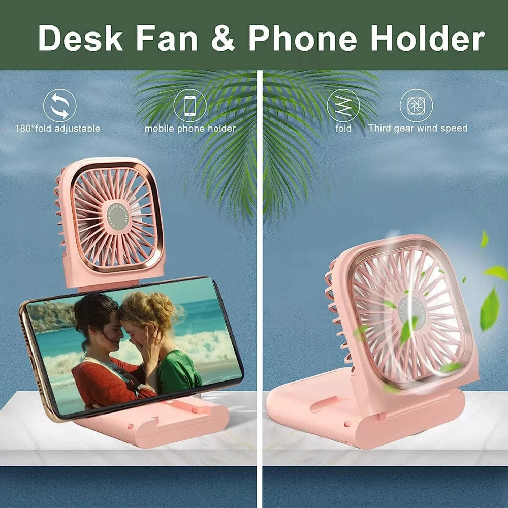 Mini Hand-held Fan， Portable Folding Desk Fan Cooler Cooling USB Rechargeable UK