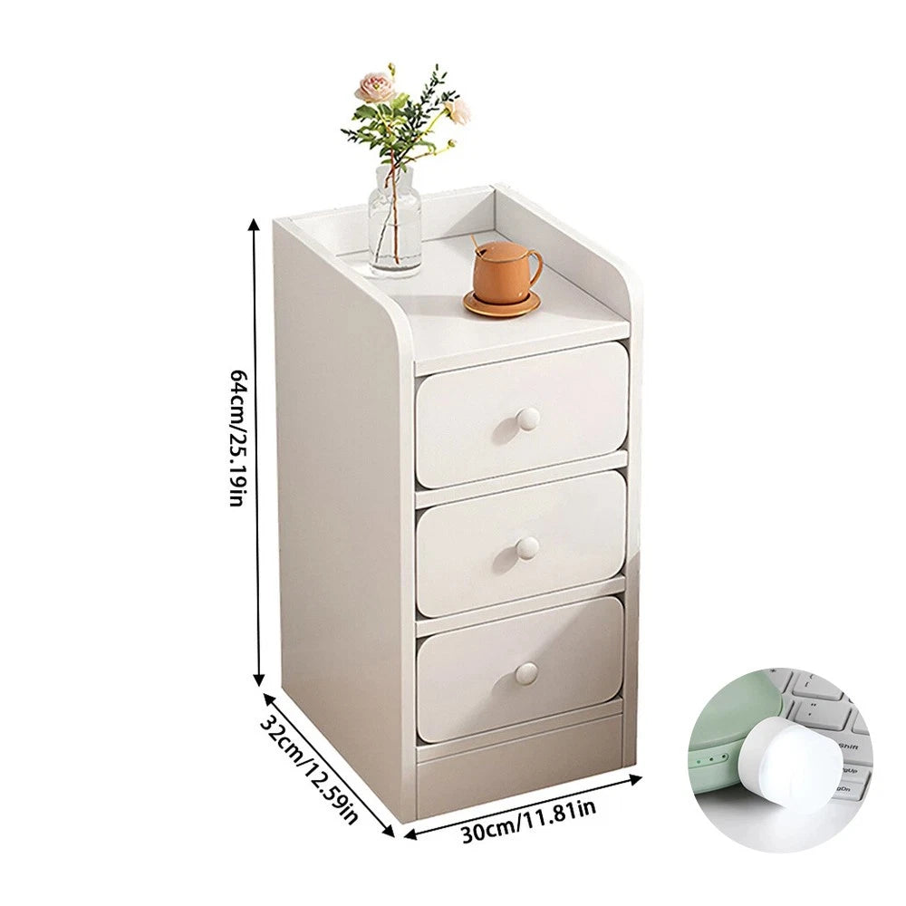 Small Slim Bedside Table Sofa End Side Table Nightstand Bedroom Drawer Cabinet
