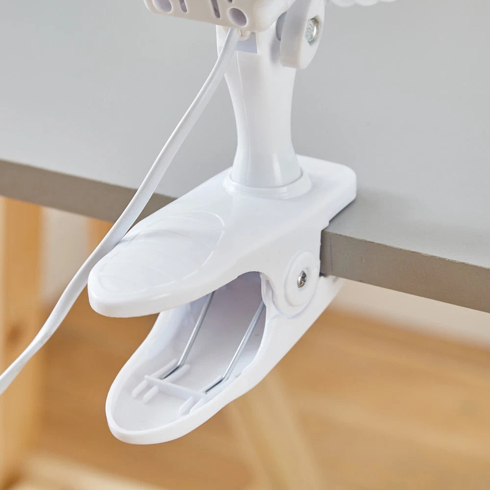 Neo Mini Fan Portable Desktop Clip Base Mount Desk 2 Speed 360 Adjustable Cool