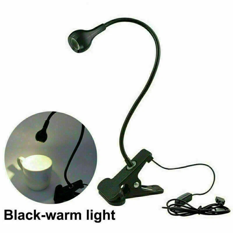 USB Clip On Desk Lamp Flexible Clamp Reading Light LED Bed Table Bedside Night