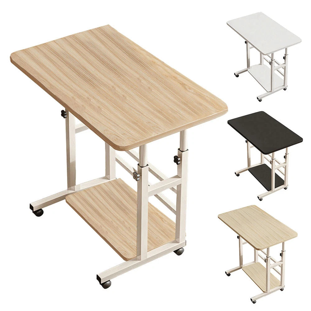 Height Adjustable Small PC Computer Desk Mobile Overbed Table Laptop Stand Shelf