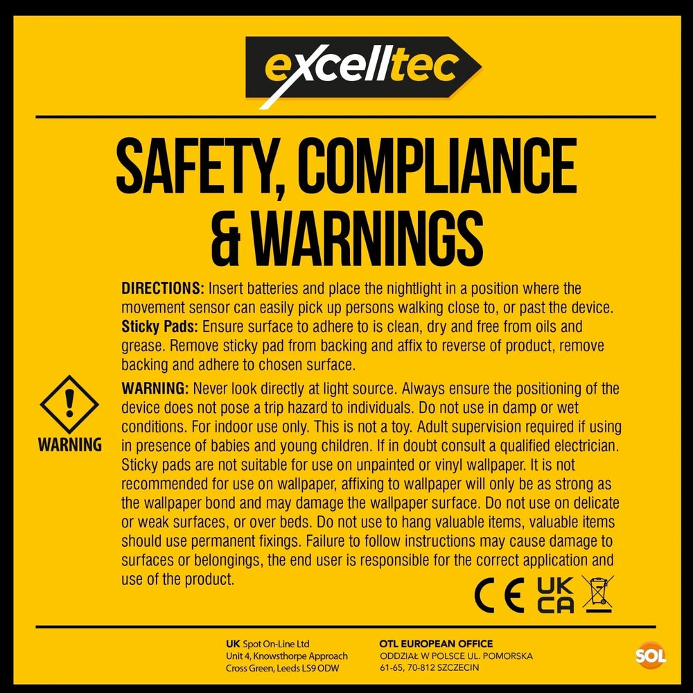 4-12pk LED PIR Motion Sensor Night Light Lamp Wireless Battery Stair Cabinet