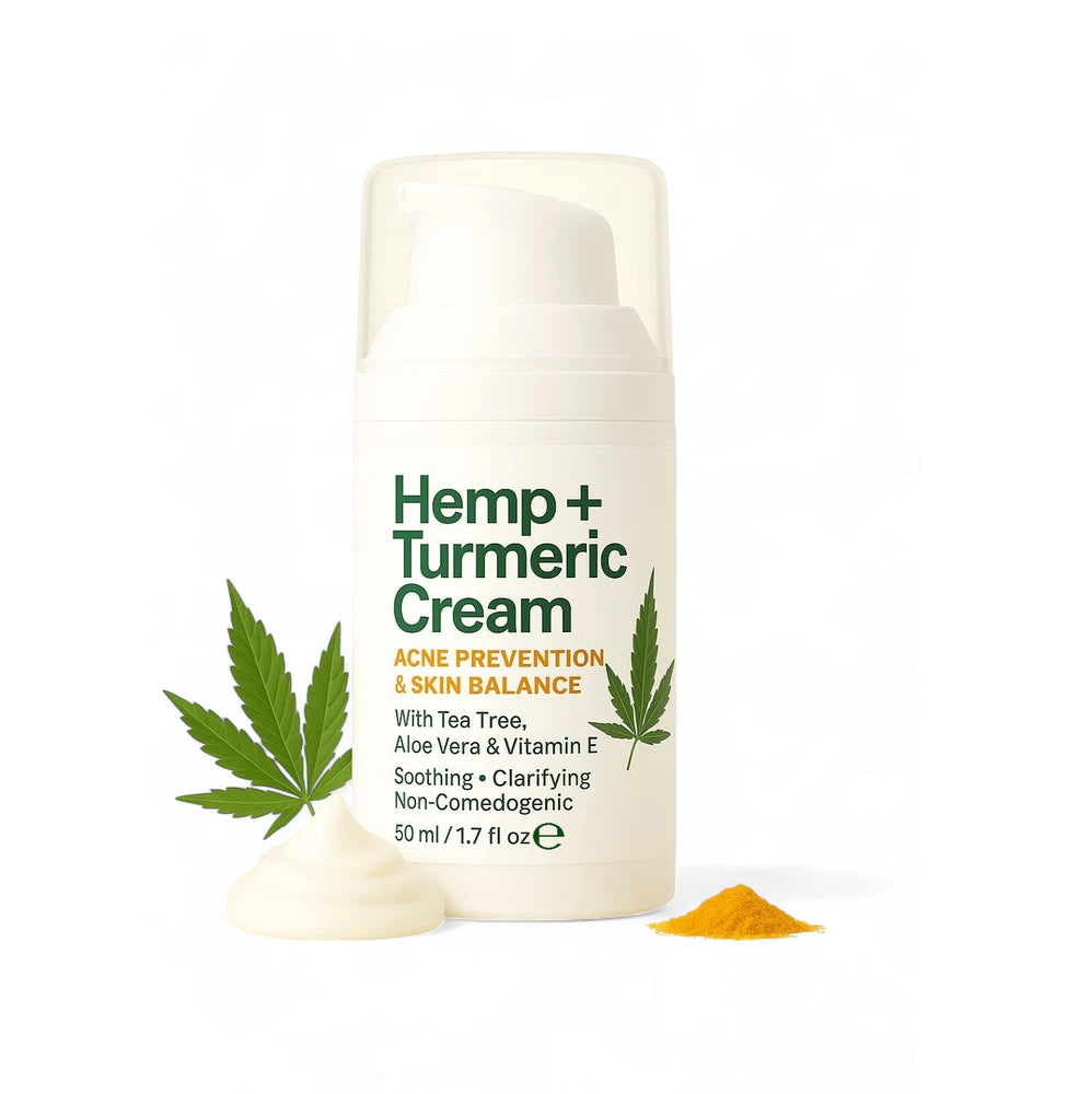 Hemp & Turmeric Acne/Spot Treatment Cream –Tea Tree & Aloe Vera – Natural, Vegan
