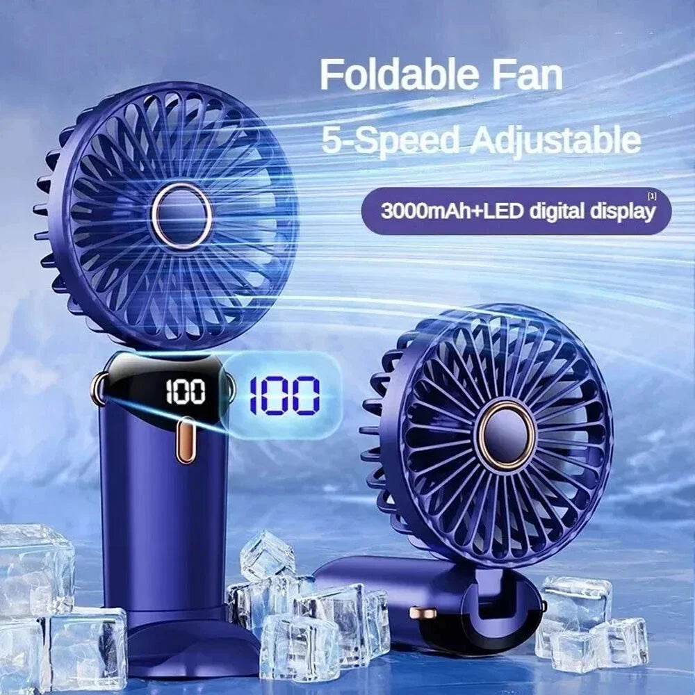 USB Rechargeable Mini Hand-held Fan Portable Folding Desk Fan Cooler Cooling
