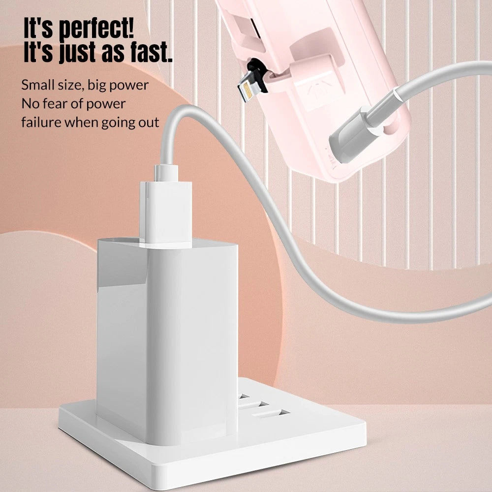 8000mah Mini Power Bank Portable Dual Connector For USB C & iPhone Fast Charger