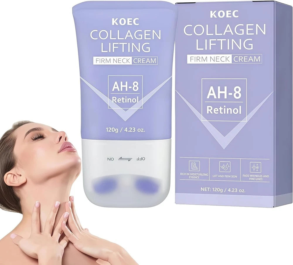 Firming Neck Cream with Roller Massage - Lifting Neck Cream for Crepey Skin