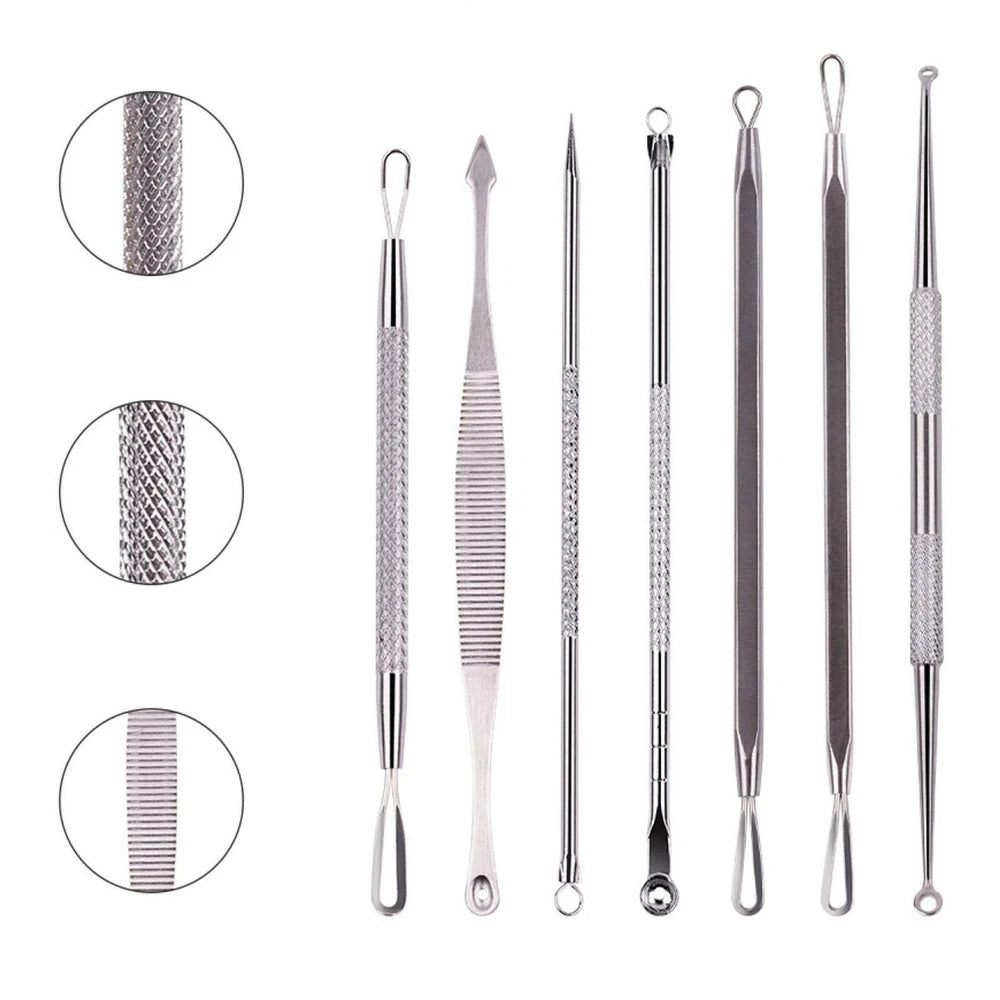 7x Blackhead Remover Tools Pimple Comedone Spot Acne Extractor Kit Popper