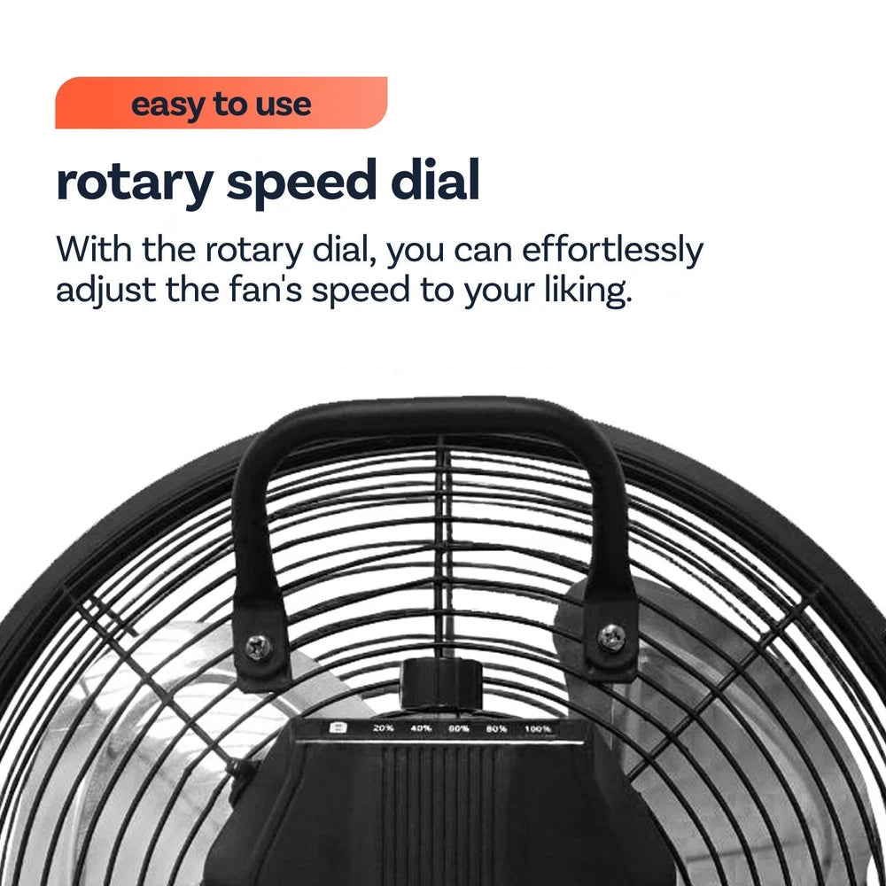 electriQ 12-inch Rechargeable Metal Body Quiet DC Floor Fan - Indoor & Ou ORF12B