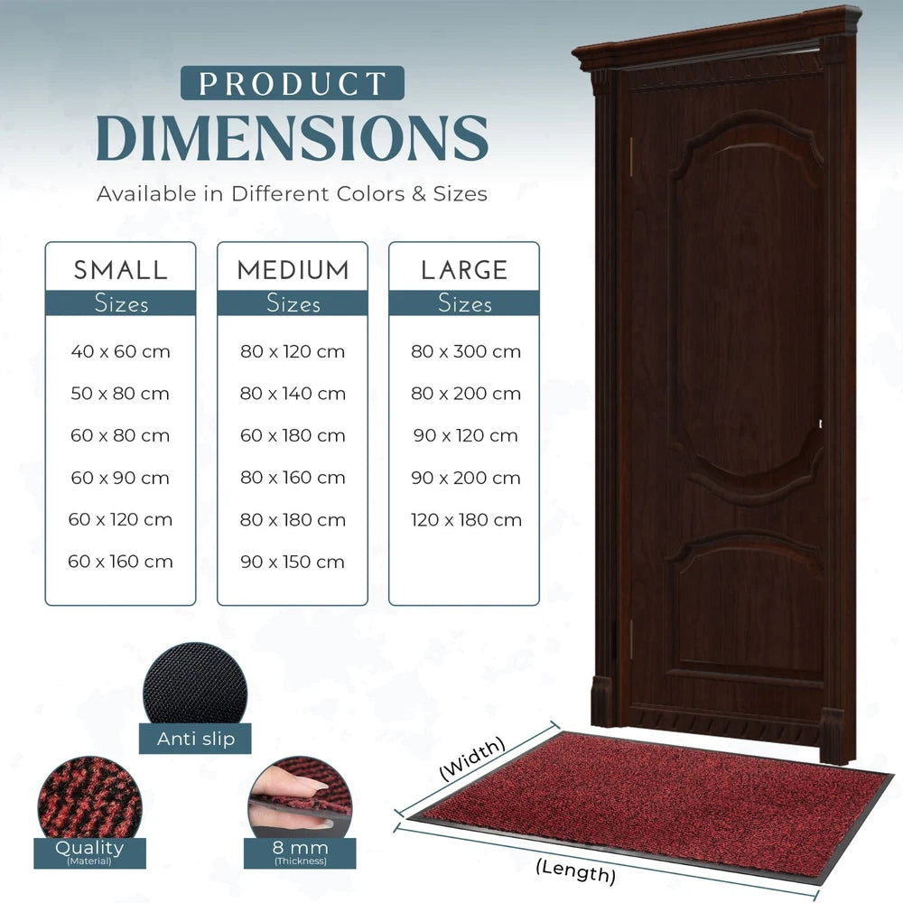 Barrier Mat Entrance Door Mat Heavy Duty Non Slip Dirt Trapper Rubber Back Rugs