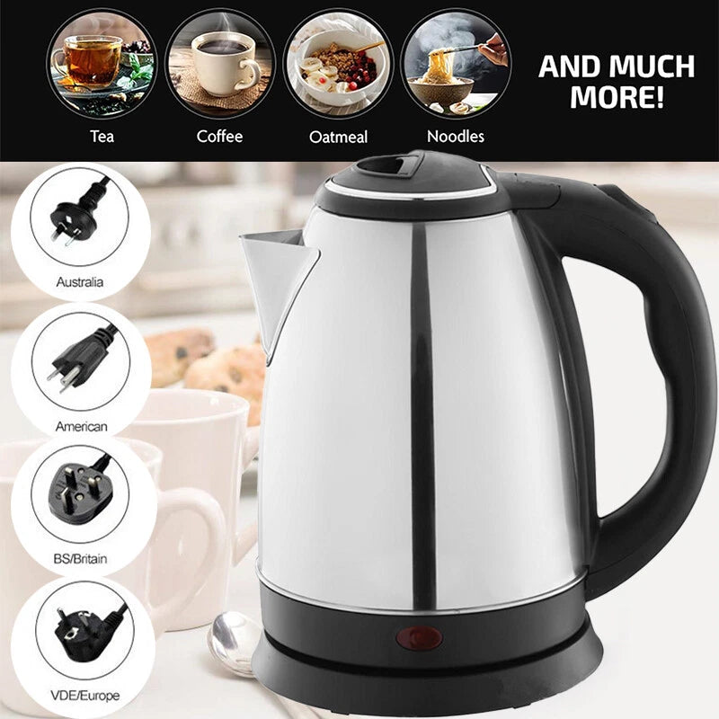 0.6/2/2.3L Portable Fast Boil Electric Quiet Stainless Steel Travel Kettle Jug~